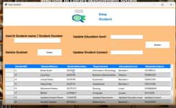 View students screen in the Library Management System
