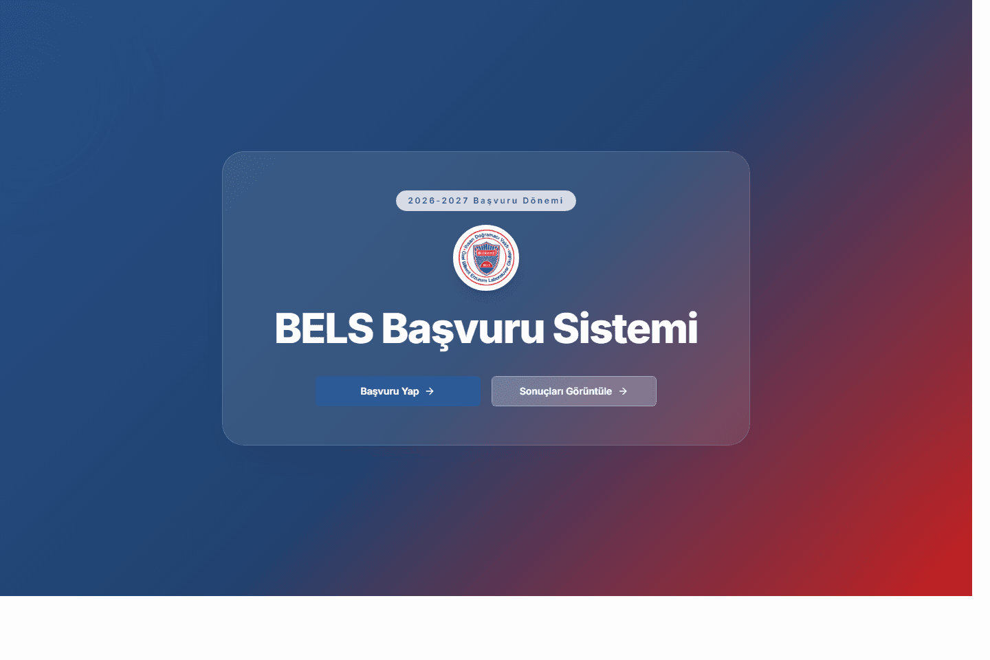 BELS digital application system homepage