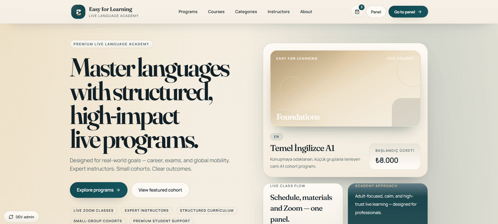Easy4Learning website homepage